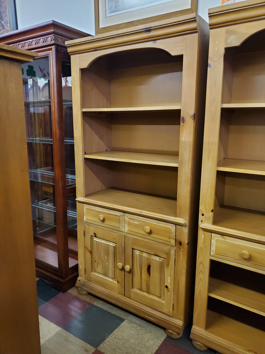 Vintage Bookshelf Cabinet With Light By Broyhill Furniture