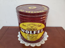 Load image into Gallery viewer, Vintage Wolfel Oven Fresh Enriched Pretzels Can Allentown PA - Tin Advertisement

