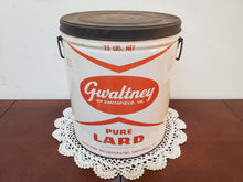 Load image into Gallery viewer, Vintage Gwaltney Of Smithfield VA Pure Lard Can With Wire Bail Handles

