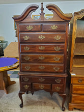 Load image into Gallery viewer, Vintage Mahogany Highboy Chest – 10 Drawers – Chest On Chest

