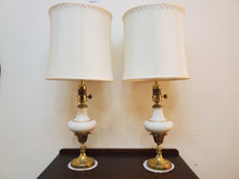 Load image into Gallery viewer, Pair Mid Century Stiffel Hollywood Regency Torchier Table Lamps With Shades - 3 Way Switches
