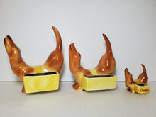 Load image into Gallery viewer, Set Of 3 1950's Ceramic Dachshund Dresser Caddies
