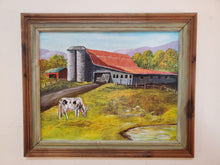 Load image into Gallery viewer, Vintage Oil On Board Painting – Cow Pasture and Barn Scene – Signed
