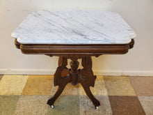 Load image into Gallery viewer, Antique Victorian Eastlake Marble Top Parlor Table - Lamp Table

