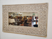 Load image into Gallery viewer, Vintage French Country Pressed Metal Wall Hung Mirror With Beveled Glass
