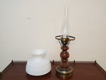 Load image into Gallery viewer, Vintage Hurricane Lamp - Electric Table Lamp With Milk Glass Shade and 3 Way Switch
