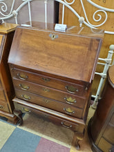 Load image into Gallery viewer, Vintage Cherry Queen Anne Drop Front Desk - Secretary Desk With Key
