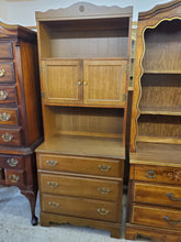 Load image into Gallery viewer, 3 Drawer Dresser With Hutch Top Bookshelf Cabinet By Bassett Furniture
