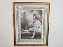 Load image into Gallery viewer, Vintage Home Interiors Gifts Print In Frame - Song Of The Blue Bird – By Zulakenyon – Girl With Bird
