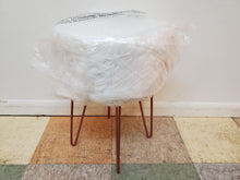 Load image into Gallery viewer, Faux Fur Foot Stool Ottoman With With Hair Pin Legs By Birdrock Home - New Old Stock
