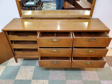 Load image into Gallery viewer, Red Lion Mid Century Modern Walnut Triple Dresser With Mirror - 9 Drawers
