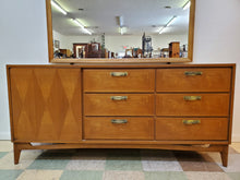 Load image into Gallery viewer, Red Lion Mid Century Modern Walnut Triple Dresser With Mirror - 9 Drawers
