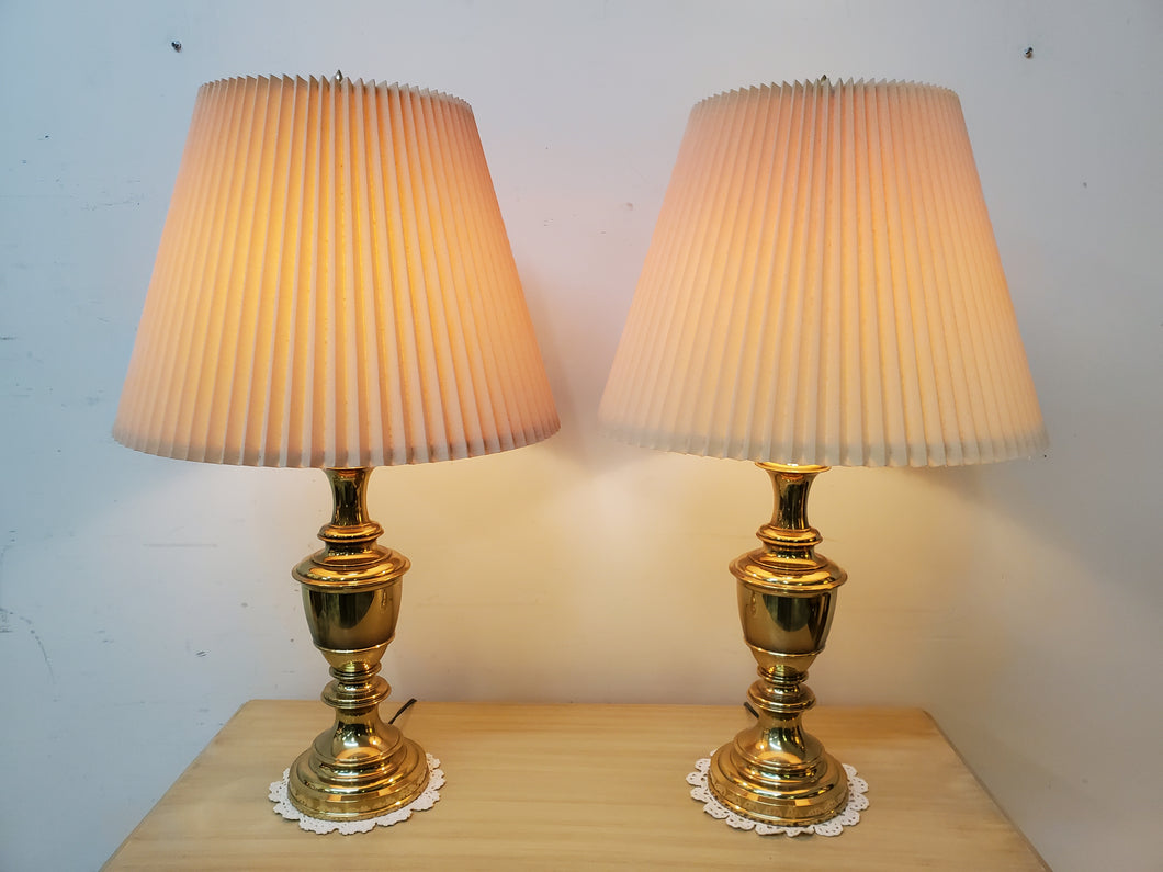 Pair Vintage Brass Table Lamps