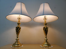 Load image into Gallery viewer, Pair Modern Brass Table Lamps - Brass Finish
