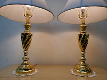 Load image into Gallery viewer, Pair Modern Brass Table Lamps - Brass Finish
