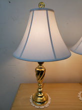 Load image into Gallery viewer, Pair Modern Brass Table Lamps - Brass Finish
