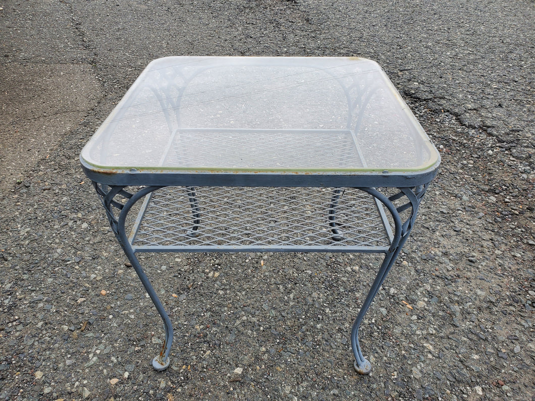 Vintage Wrought Iron Cocktail Coffee Table With Glass Top By Solebury