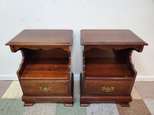 Load image into Gallery viewer, Pair Vintage Solid Cherry Open Cabinet Nightstands
