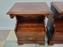 Load image into Gallery viewer, Pair Vintage Solid Cherry Open Cabinet Nightstands
