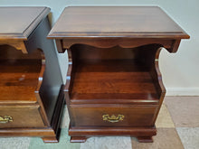 Load image into Gallery viewer, Pair Vintage Solid Cherry Open Cabinet Nightstands
