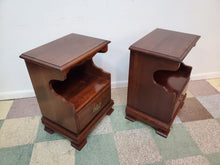 Load image into Gallery viewer, Pair Vintage Solid Cherry Open Cabinet Nightstands
