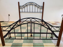 Load image into Gallery viewer, Wooden and Iron Queen Size Bed - Bed Frame
