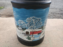 Load image into Gallery viewer, Antique Painted Milk Can - Summer Scene Winter Theme
