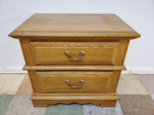 Load image into Gallery viewer, Vintage Oak Two Drawer Nightstand By Broyhill
