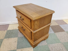 Load image into Gallery viewer, Vintage Oak Two Drawer Nightstand By Broyhill
