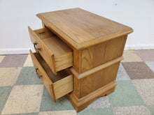 Load image into Gallery viewer, Vintage Oak Two Drawer Nightstand By Broyhill
