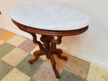 Load image into Gallery viewer, Victorian Antique Oval Marble Top Walnut Parlor Table - Lamp Table
