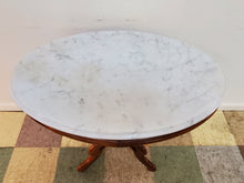 Load image into Gallery viewer, Victorian Antique Oval Marble Top Walnut Parlor Table - Lamp Table
