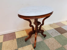 Load image into Gallery viewer, Victorian Antique Oval Marble Top Walnut Parlor Table - Lamp Table
