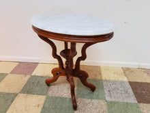 Load image into Gallery viewer, Victorian Antique Oval Marble Top Walnut Parlor Table - Lamp Table
