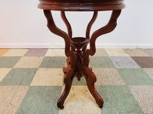 Load image into Gallery viewer, Victorian Antique Oval Marble Top Walnut Parlor Table - Lamp Table
