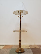 Load image into Gallery viewer, Vintage Brass Floor Lamp With Glass Table Top
