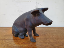 Load image into Gallery viewer, Vintage Black Cast Iron Pig Coin Bank
