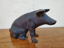 Load image into Gallery viewer, Vintage Black Cast Iron Pig Coin Bank
