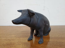 Load image into Gallery viewer, Vintage Black Cast Iron Pig Coin Bank
