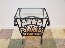 Load image into Gallery viewer, Wrought Iron Glass Top Side Table - Plant Stand
