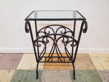 Load image into Gallery viewer, Wrought Iron Glass Top Side Table - Plant Stand
