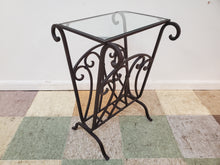 Load image into Gallery viewer, Wrought Iron Glass Top Side Table - Plant Stand
