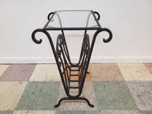 Load image into Gallery viewer, Wrought Iron Glass Top Side Table - Plant Stand
