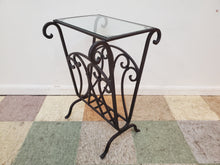 Load image into Gallery viewer, Wrought Iron Glass Top Side Table - Plant Stand
