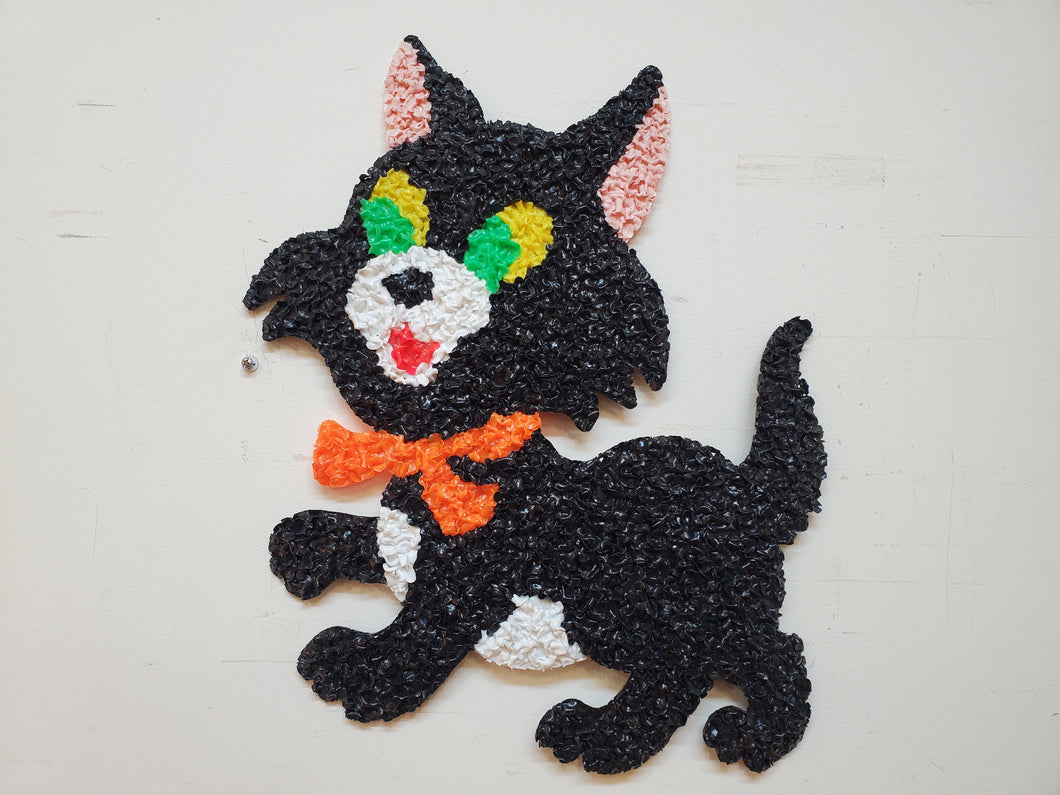 Vintage Black Cat Melted Popcorn Halloween Decoration