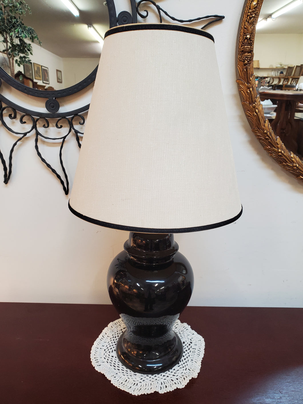 Vintage Black Ceramic Table Lamp