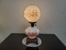 Load image into Gallery viewer, Vintage Gone With The Wind Hurricane Milk Glass Double Globe Lamp - Embossed Roses
