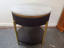 Load image into Gallery viewer, Modern Round End Table With Faux Marble Top and Drawer
