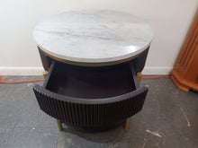 Load image into Gallery viewer, Modern Round End Table With Faux Marble Top and Drawer
