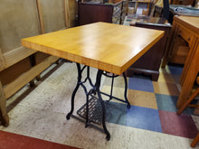 Load image into Gallery viewer, Antique Cast Iron Treadle Base Table With Butcher Block
